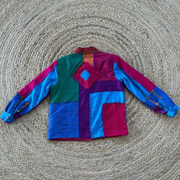 Coldwater Creek Vintage Shirt Women S Silk Blend Multi-Color‎ Print 1980's Boxy - Picture 2 of 5